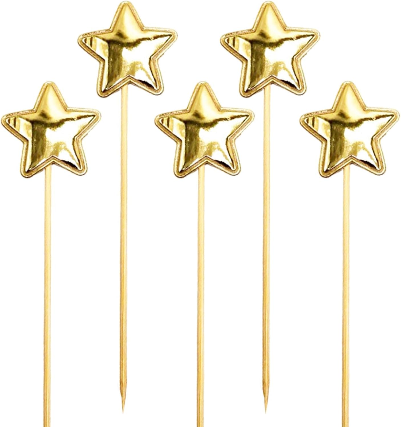 Star Cupcake Toppers, 5X Birthday Cake Toppers for Boys, Food-Grade Food Cake Decor Stake Safe Glitter Cake Decoration image number 4