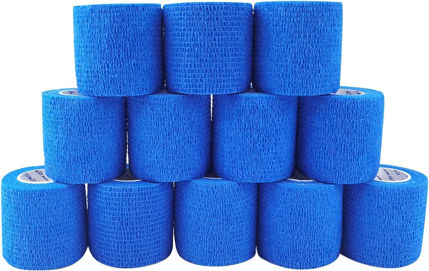 12 Rolls 5Cm*4.5M Elastic Bandage Self-Adhesive Wrap Cohesive Bandage Strong Elastic First Aid Tap Professional for Sports,Wrist,Ankle (Black)