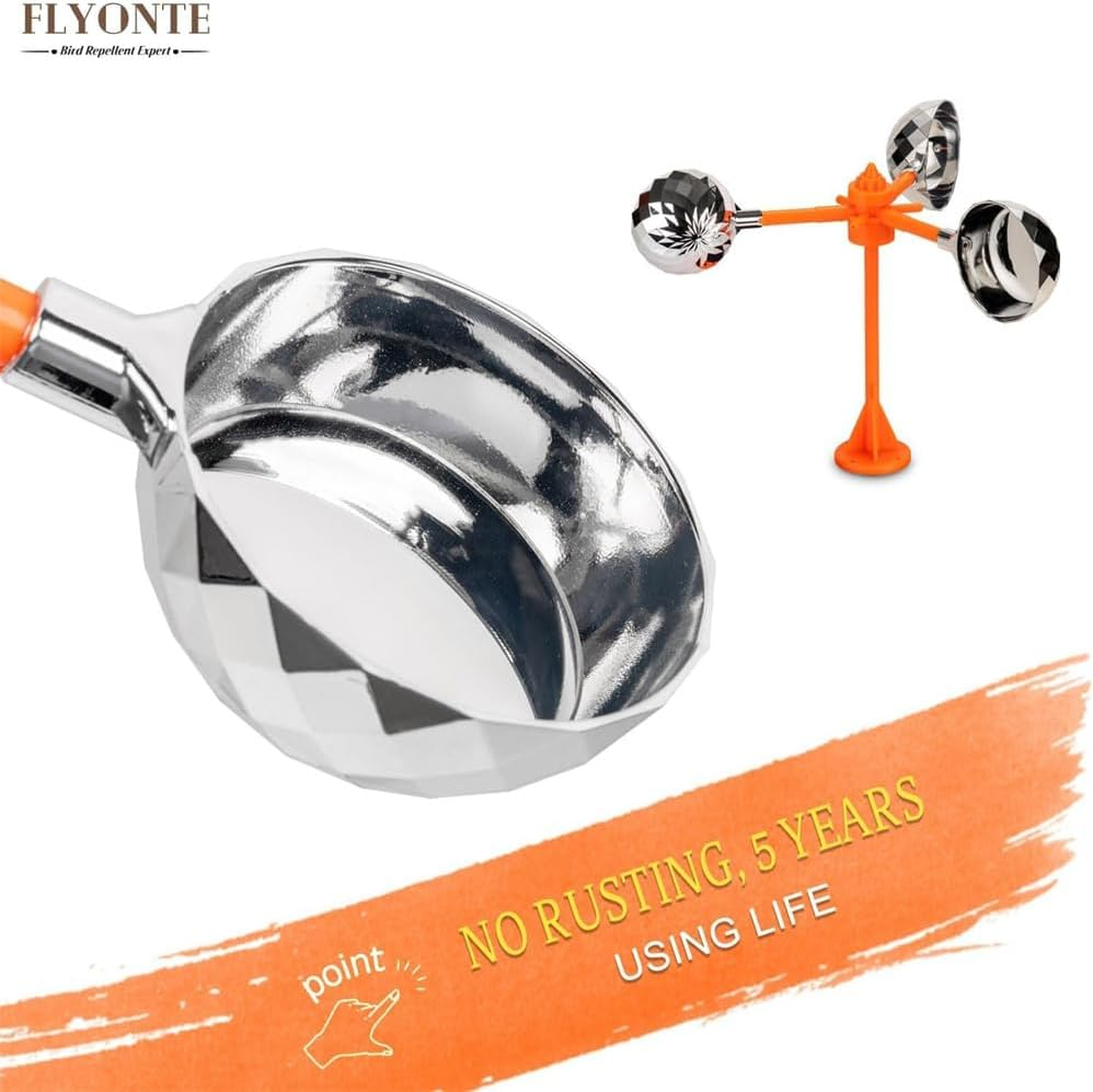 Windmill Bird Repeller - Durable Stainless Steel, 360&deg; Reflective Drive, Weatherproof for Garden, Farm & Patio,Birds Reflect Deterrent Visual Bird Scarer Deterrent Devices Outdoor image number 3