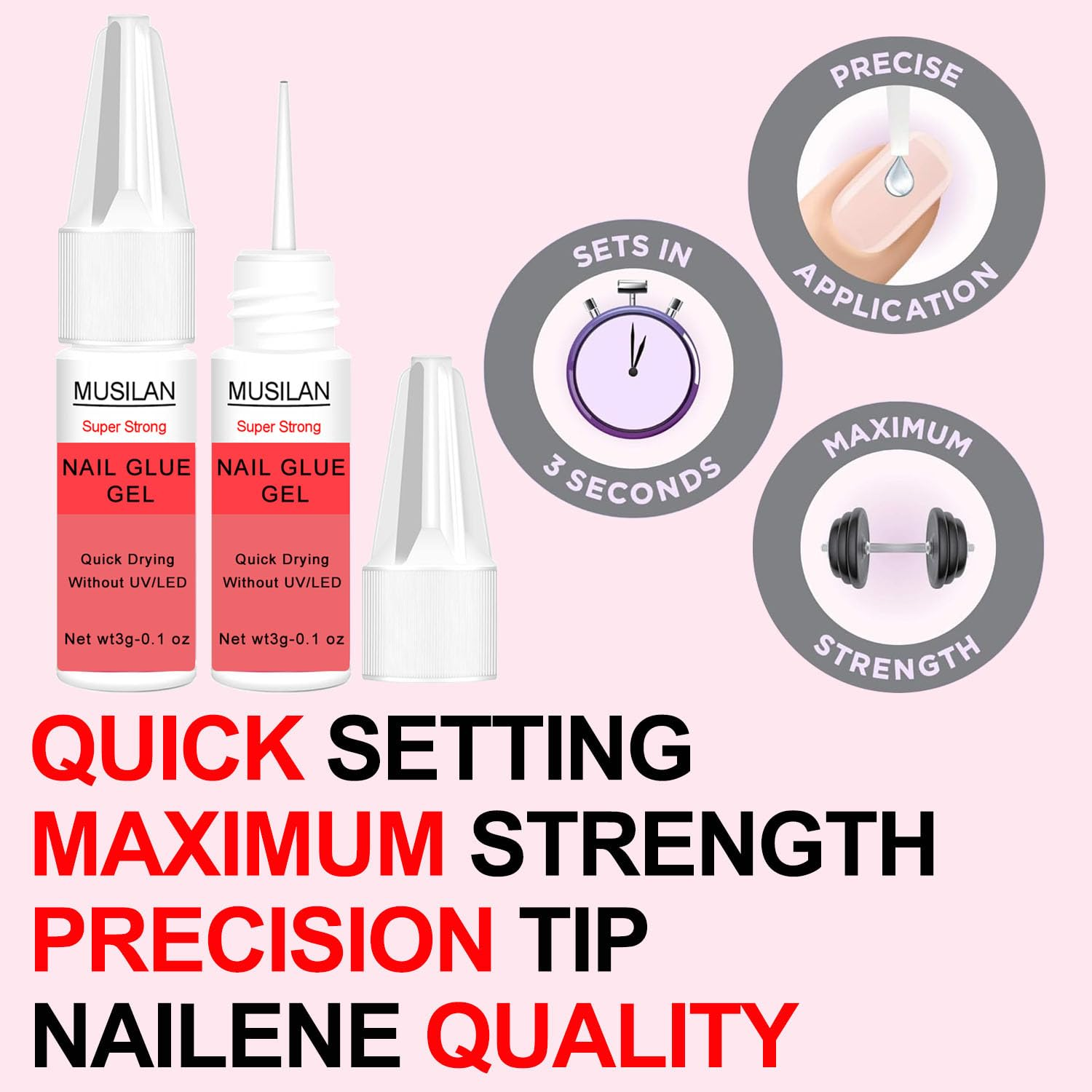 Nail Glue,2-1 Semi Solid Nail Glue No Need for UV Lamp with Quickly Nail Glue Remover Kit,Super Strong Nail Glue for Acrylic Nails Professional Nail Tip Glue for Press on Nails Glue Gel Kit image number 1