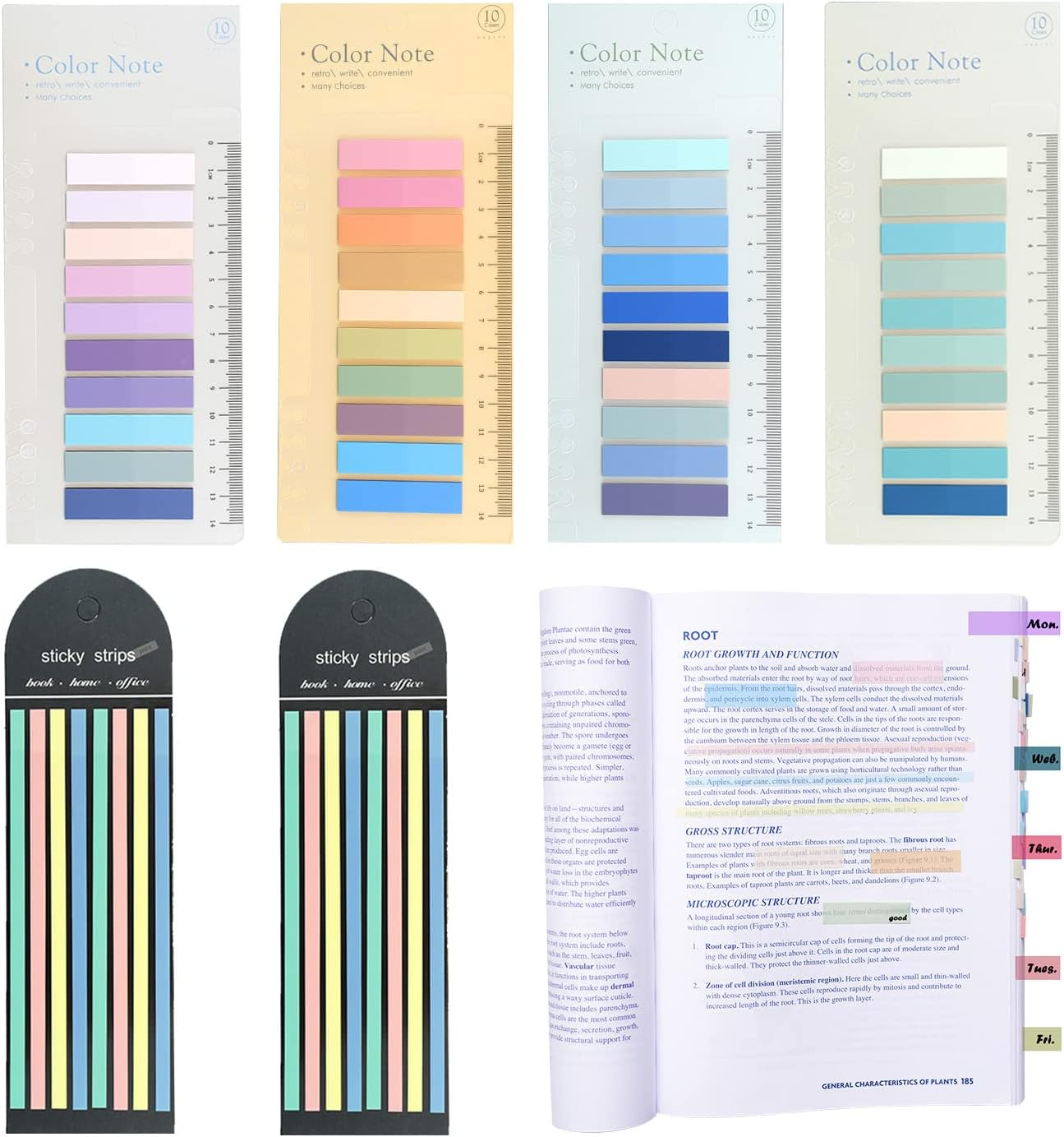 WSCHU 3400Pcs Sticky Tabs Book Tabs, Morandi Translucent Book Markers Sticky Note Tabs,Multi-Colored Writable & Repositionable Book Annotation Tabs, Page Markers, Annotation Supplies