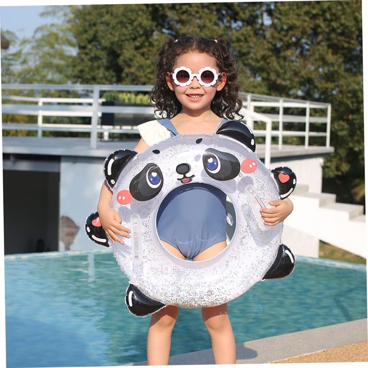 Panda Swimming Ring Water Floaties for Adults Adult Floaties Cartoon Swimming Ring Pool Ring Kids Pool Float Baby Floaties Inflatable Adult Pool PVC Swim Ring Inner Tube Child Cute image number 3