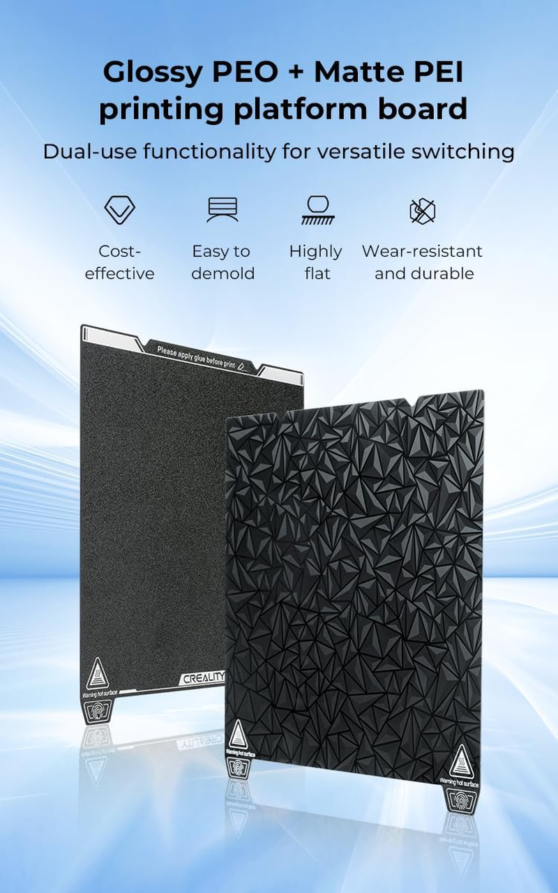 Ender3 S1 Pro Double Sided Build Plate, 3D Printer Platform (Glossy PEO + Coated PEI) for K1/Ender-3/3 Pro/Ender-3 V2/Ender-3 S1/Ender-3 S1 Pro/Ender-5 S1/Ender-3 V3 KE/SE 3D Printer 235X235Mm image number 2