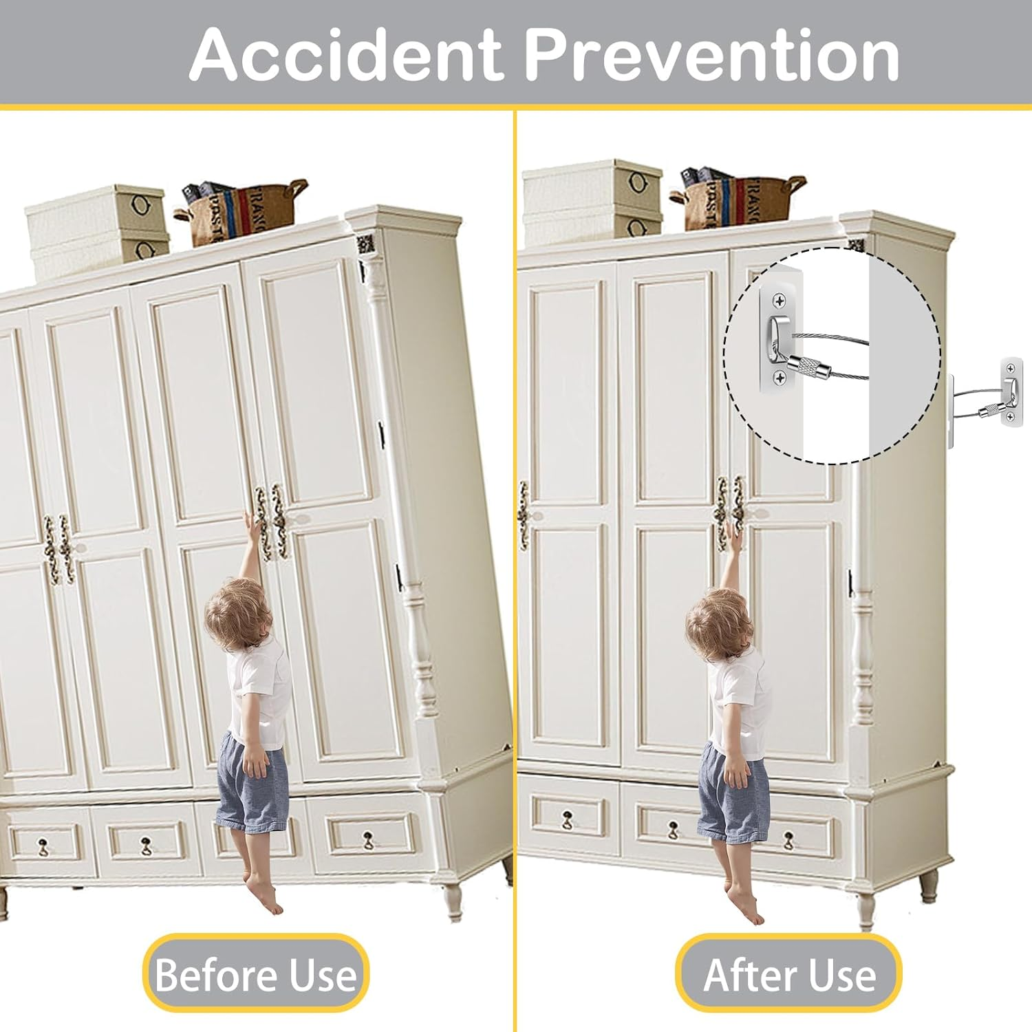 Furniture Anchors for Baby Proofing(12 Pack), 2025 Upgraded Furniture Anchors, Secure 400 Pound Wall Anchors for Furniture Prevent Falling anti Tip Earthquake Straps for Child Baby Safety image number 3