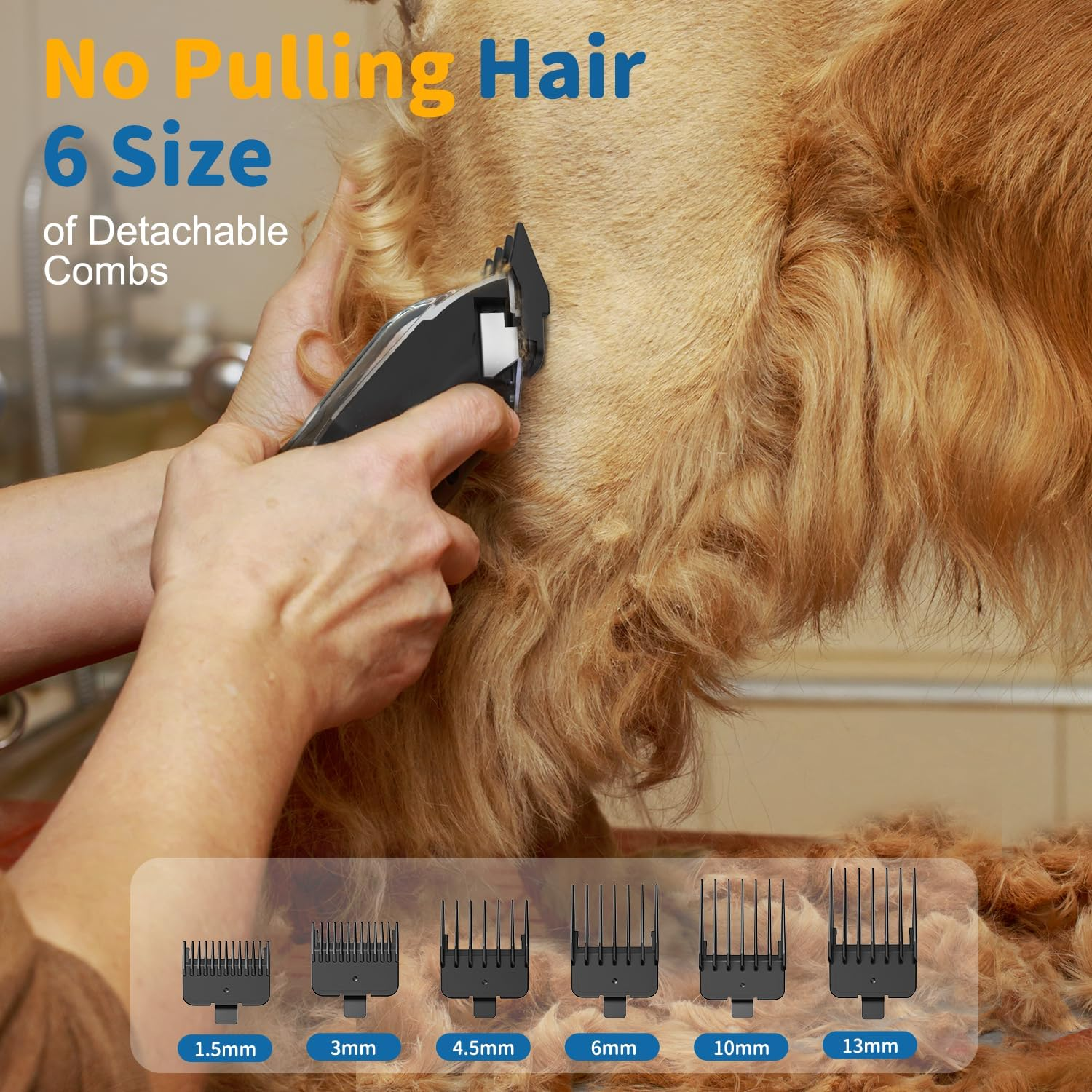 Dog Clippers for Grooming: USB Rechargeable Dog Grooming Kit with 6 Guide Combs - Cordless Electric Pet Hair Trimmers Set with LED Display for Small & Large Dogs Cats