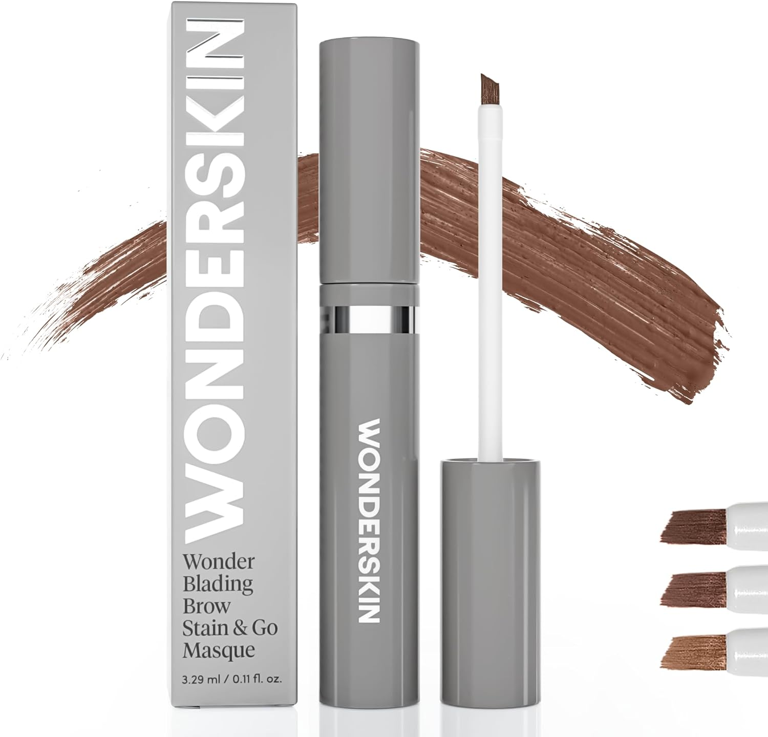 Wonderskin Wonder Blading Brow Stain & Go Masque - Long Lasting Eye Brow Tint, Transfer Proof and Smudge Proof Eyebrow Tint Stain (Brunette)