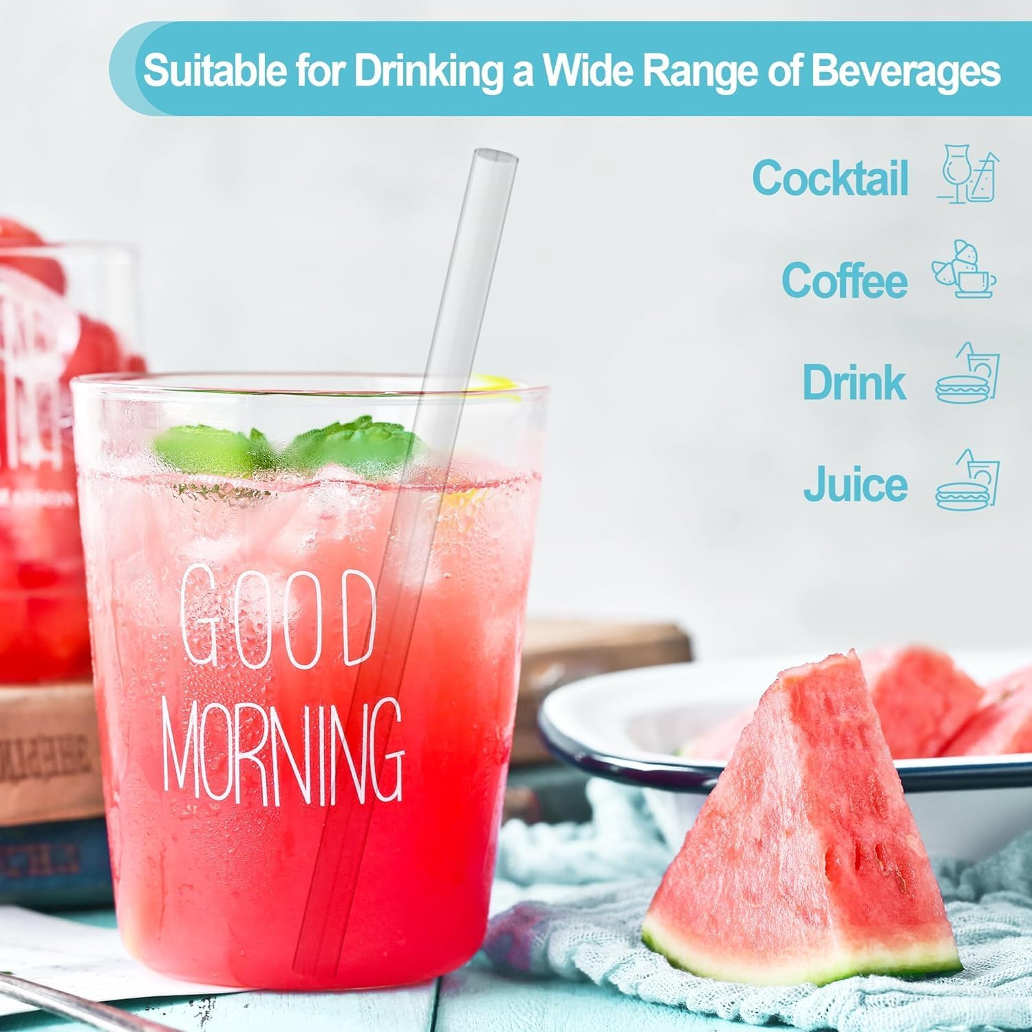 Straws Set Fit for Yeti Rambler Bottle, Including 4Pcs Replacement Straws and 2Pc Cleaning Brush, 9.6 Inch Length Drinking Straws Reusable Replacement Straws image number 5