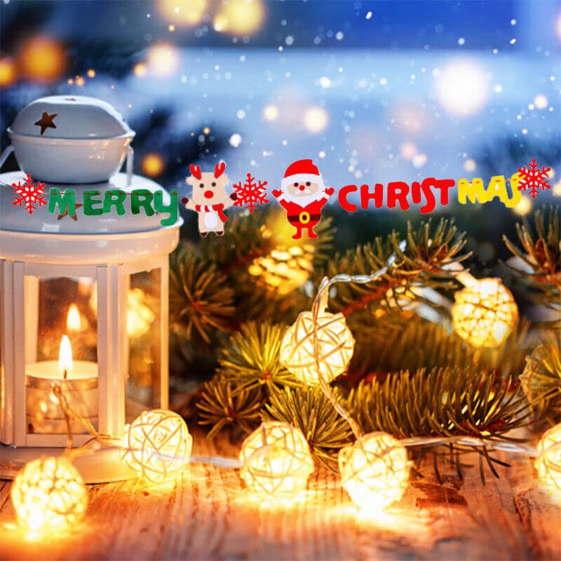 Merry Christmas Banner Felt Christmas Santa Flags Banner Hanging Xmas Decorations - 2.8M Decorative Hanging Xmas Garland for Home, Office, and Market Displays image number 3