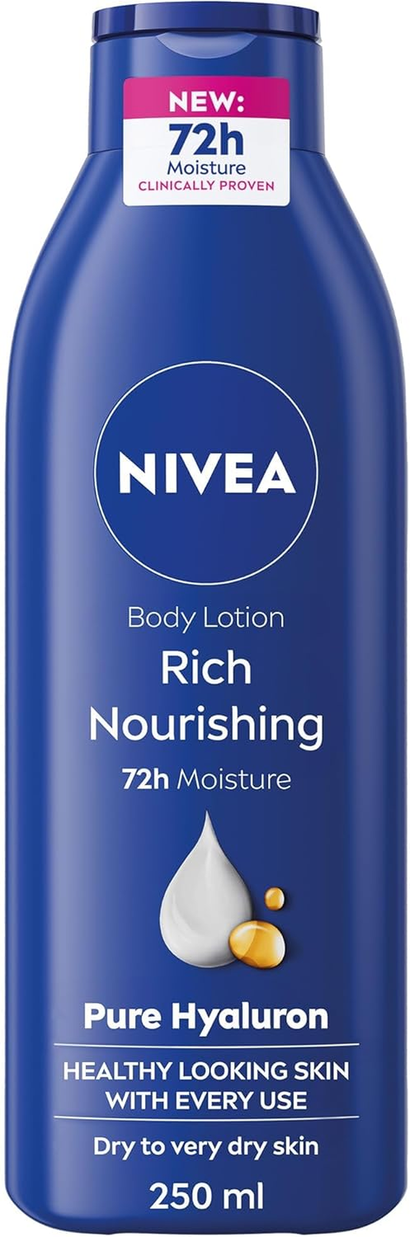 NIVEA Rich Nourishing Body Lotion 250Ml | with Pure Hyaluron & Almond Oil | Deeply Nourished Skin for 72-Hours | Fast-Absorbing Formula | Moisturiser for Dry to Very Dry Skin image number 4