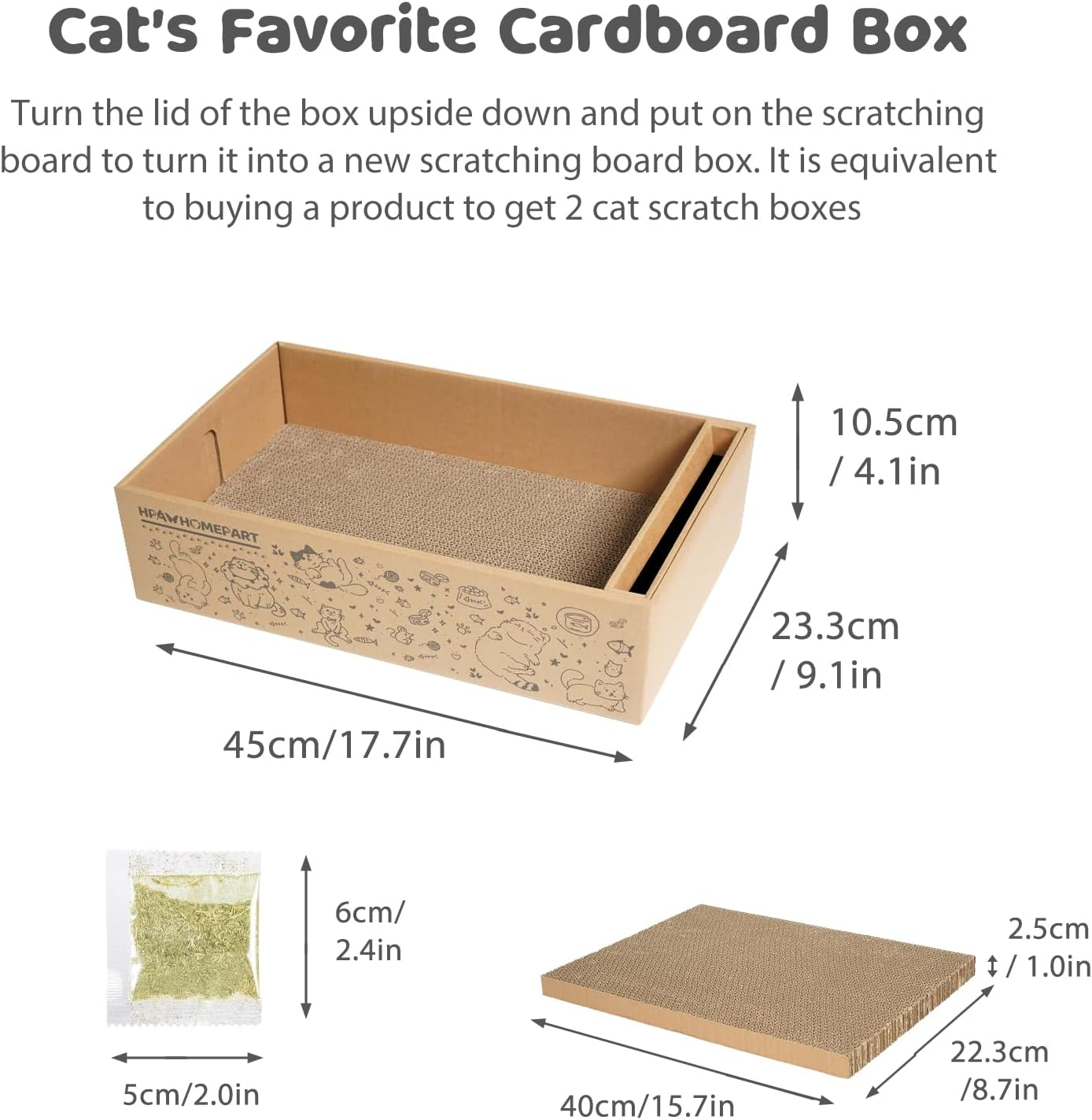 Cat Cardboard Scratcher, M-Sized Cat Scratch Pad for Indoor Cats, 4 PCS Cat Scratching Board with Box Reversible Cat Scratcher Suitable for Medium and Small Cats to Rest and Scratch image number 2