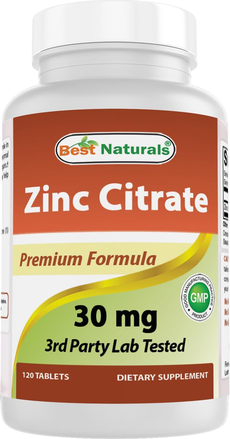 Best Naturals Zinc Citrate 30 Mg - Immune Support - 120 Tablets