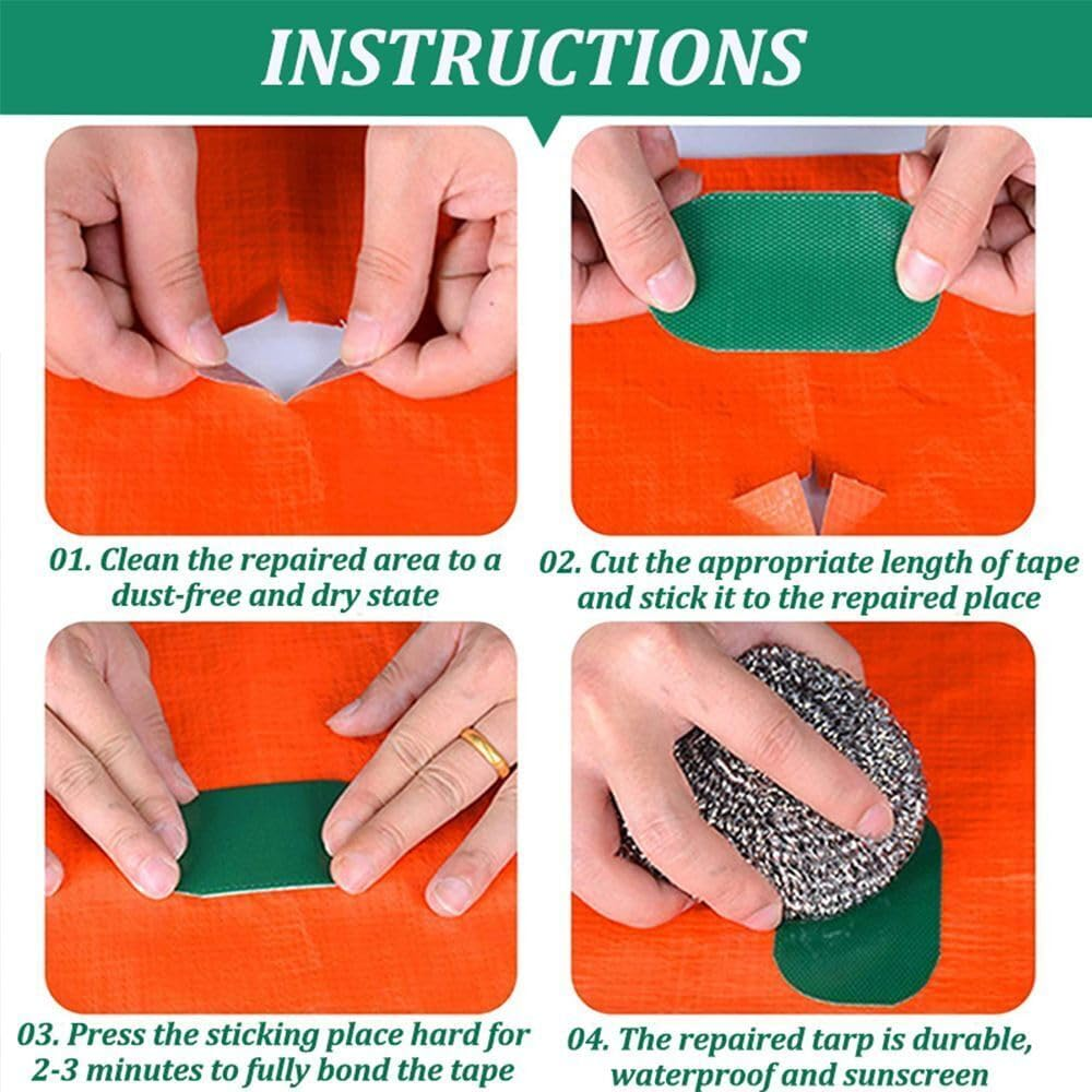 7.5M Glass Fiber Tent Repair Canvas Adhesive Patches Rain Cloth Repair Tape 8CM Green - Blue image number 7