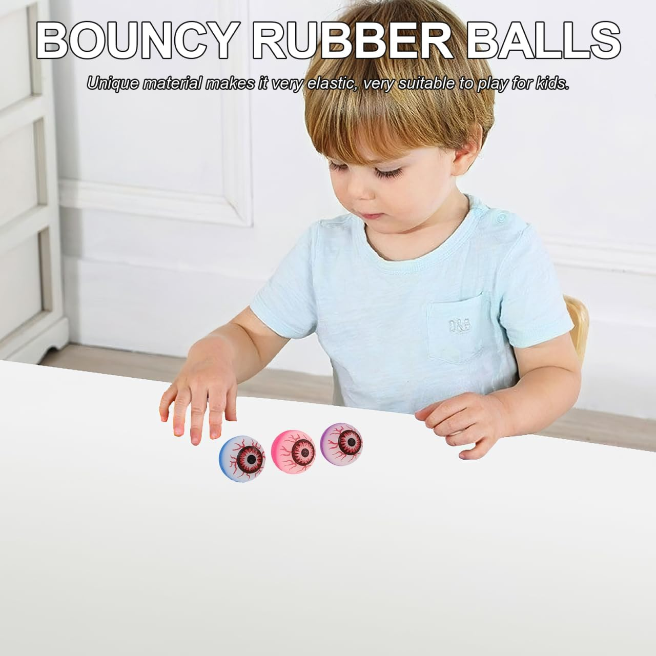 24Pcs Halloween Eyeball Bouncy Balls Party Favors Rubber Glow in the Dark Toys Kids Sensory Fidgets for Birthday Celebrations