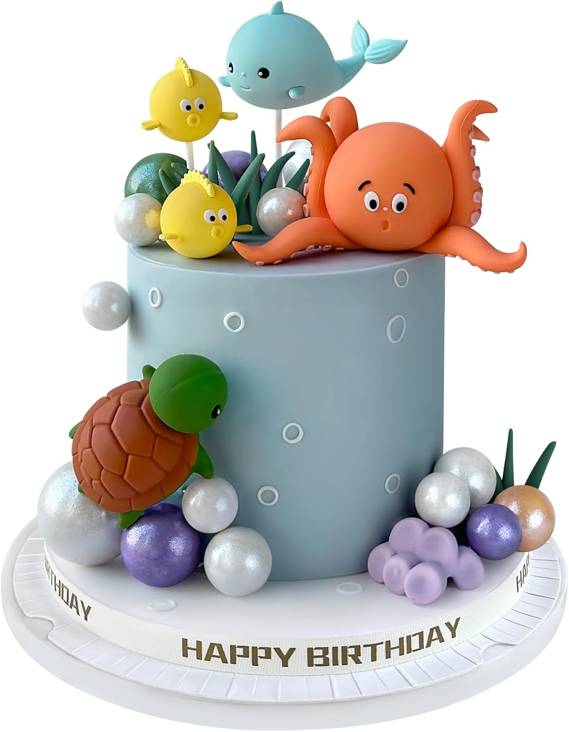 22 PCS under the Sea Cake Decorations Ocean Animals Cake Topper with Cake Balls Decorations for under the Sea Theme Boys Girls Baby Shower Birthday Party Supplies image number 4