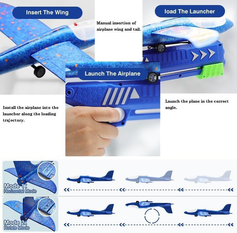 3 Pack LED Airplane Launcher Toys, 2 Flight Modes Foam Glider Catapult Plane, Outdoor Flying Toy for Kids, Birthday Gifts for Boy Gir image number 5