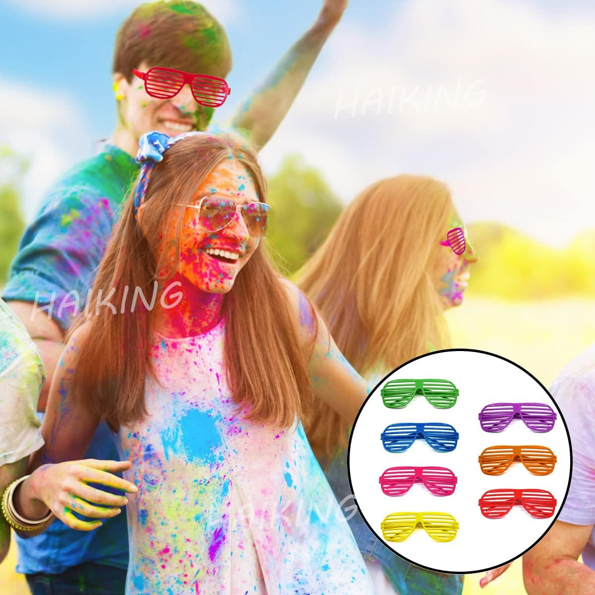 Plastic Shutter Glasses, 10 Pcs Party Slotted Glass Sunglasses for Party Favors, Child, Apparel Accessories, Party Props (Random Color) image number 1