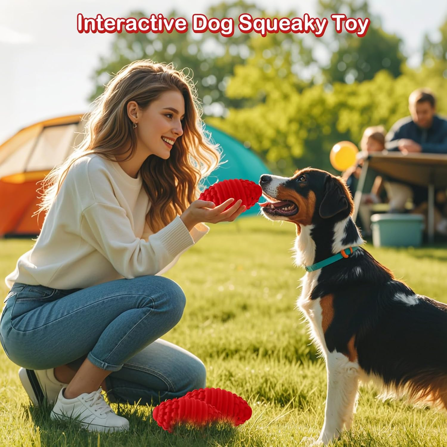 Squeaky Football Dog Toys for Aggressive Chewers: Non-Toxic Natural Rubber Premium Puppy Chew Ball with Squeaker, Almost Indestructible and Durable Pet Toy for Medium and Large Breed (Large, Beef) image number 0