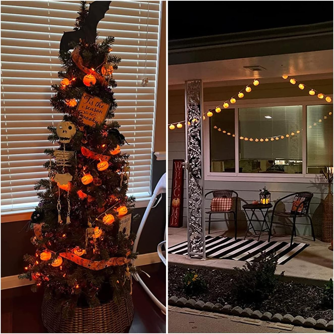 Halloween String Lights, 3M 20 LED Orange Pumpkin Lights with 2 Lighting Modes, Indoor/Outdoor Use, Perfect for Halloween Decorations image number 1