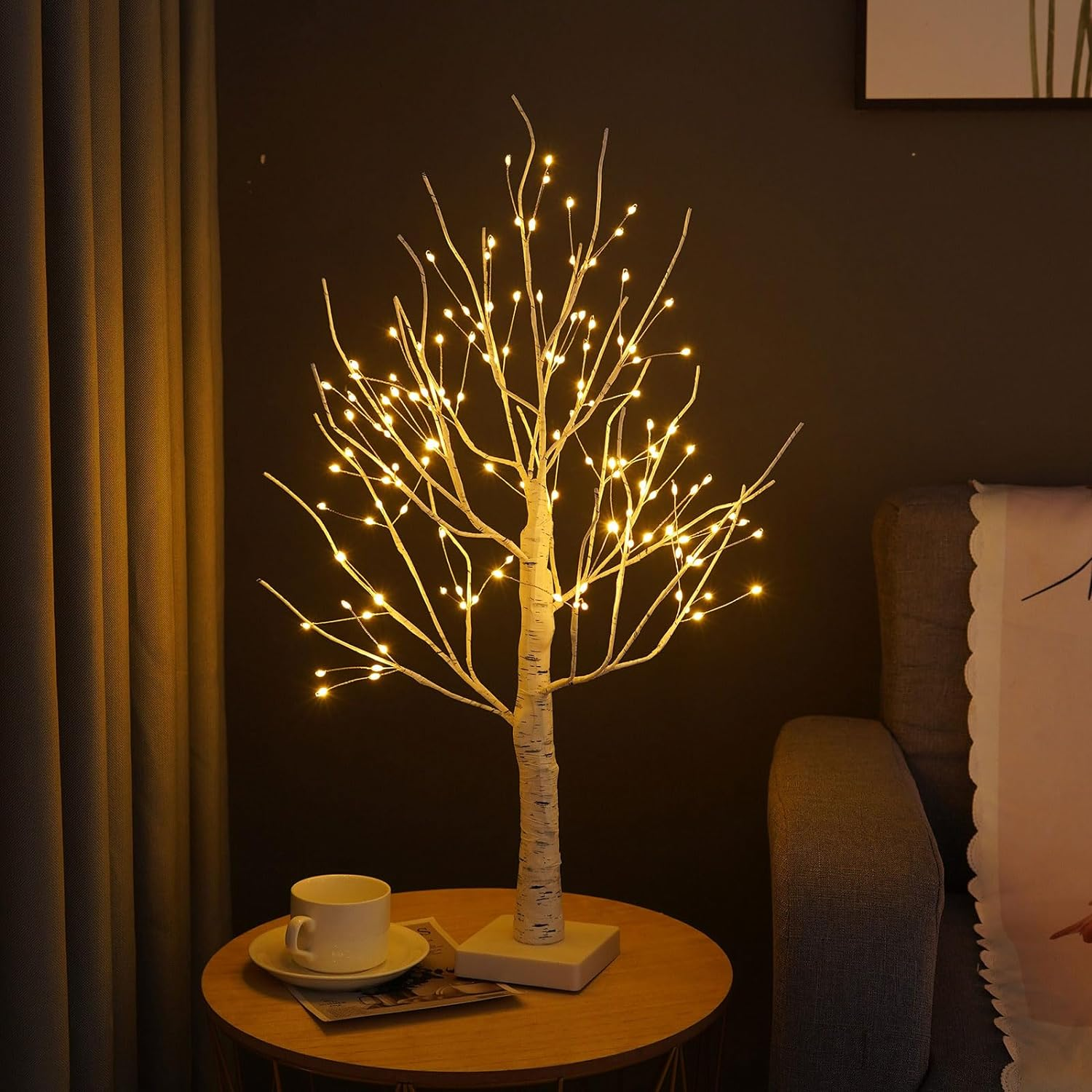 Birch Light Tree Indoor with 144 Warm White Leds Light, LED Tree Lights Tree Decorative Branches Christmas Decoration Wedding Interior Decoration for Party Birthday Wedding Festive Party Decoration image number 4