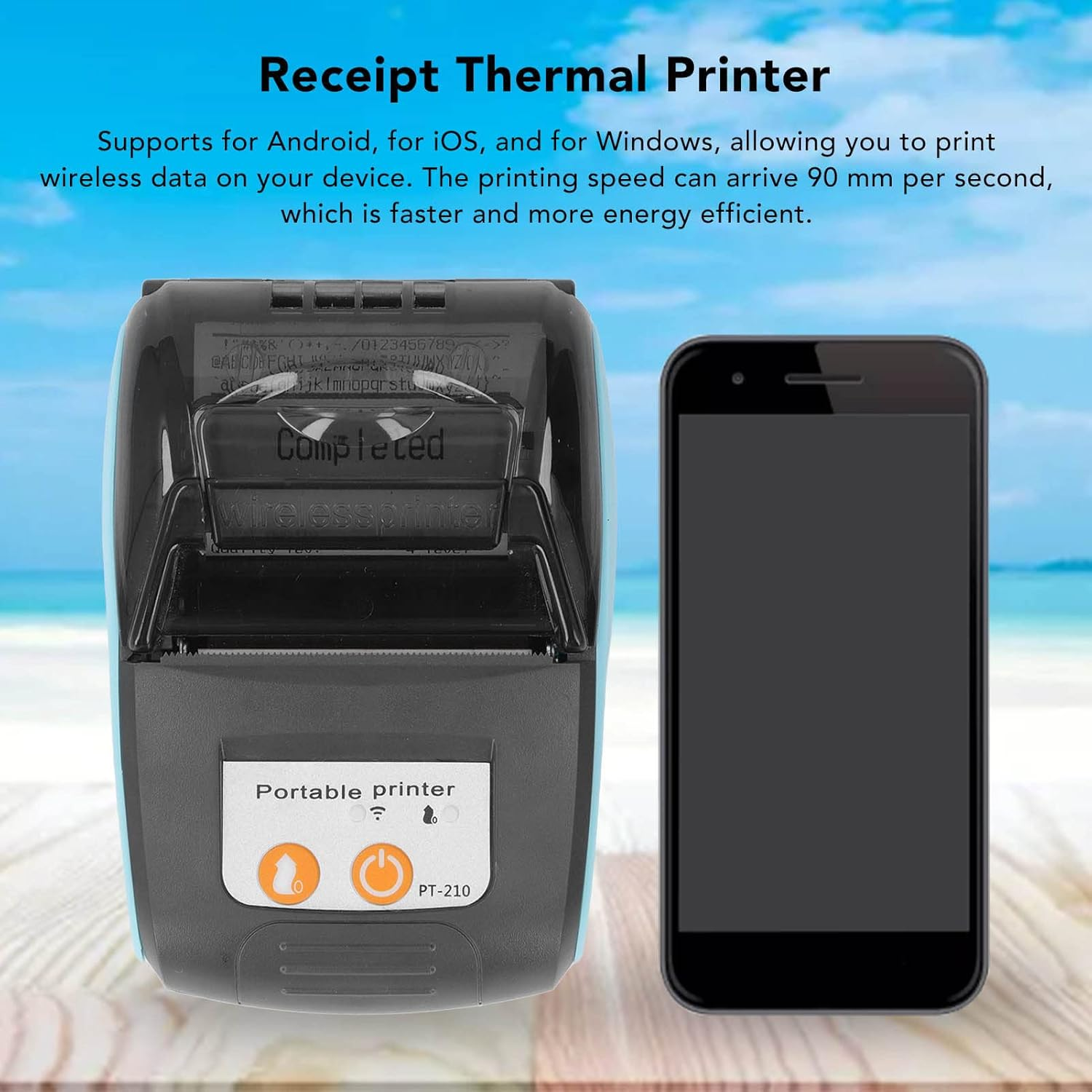 Receipt Printer, Portable 58Mm Mini Thermal Pos Printer, Mobile Wireless Thermal Printer for Restaurant Sales Retail Compatible with Android (Without Storage Bag) image number 6