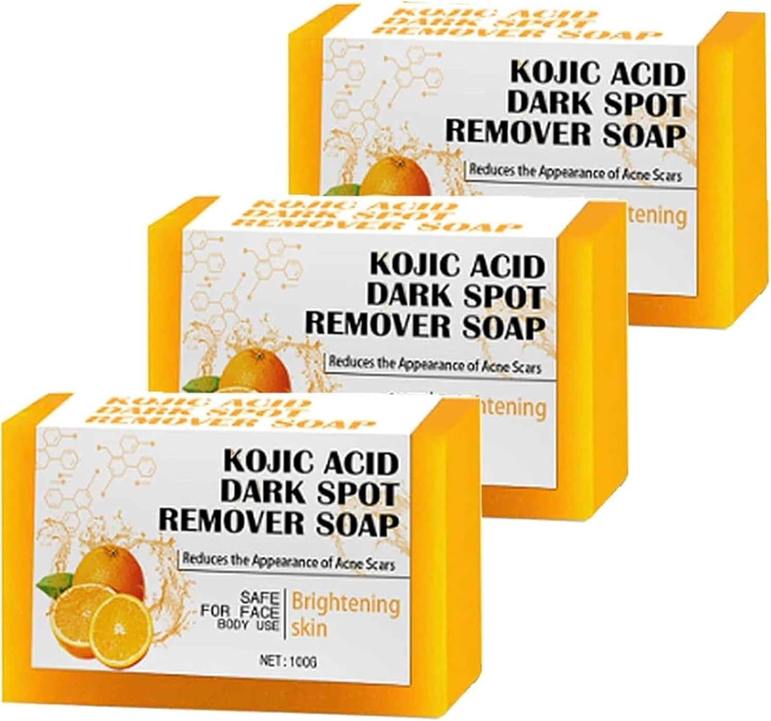 Brightening Lemon Turmeric & Kojic Acid Soap, Kojic Acid Dark Spot Remover Soap, Orange Vitamin C Handmade Soap, Rejuvenating, Exfoliating & Nourishing (3PCS) image number 2