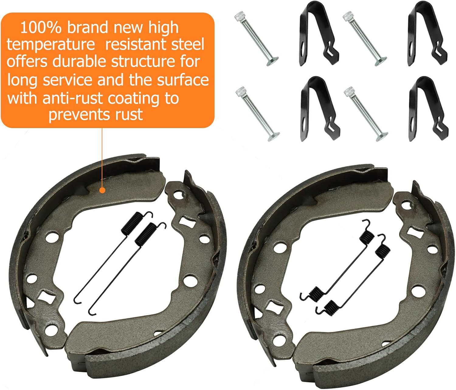 Front Brake Shoes Springs Pins for Suzuki King Quad Kingquad 250 300 LT-4WD-X LT-F4WD-X LT-F300-F, OEM# 54400-39840 image number 1