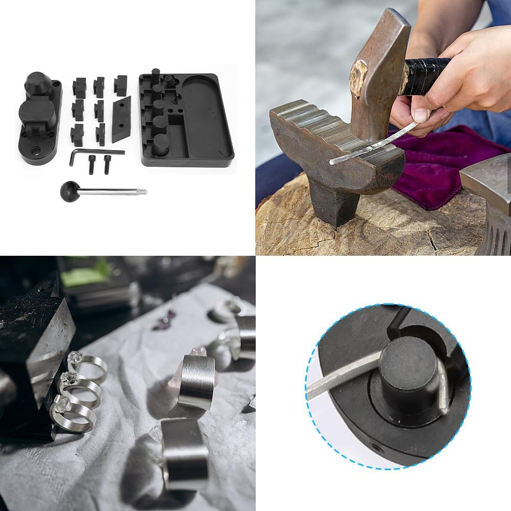 Ring Bender Bending Tool Set, Jewelry Ringing Benders with Nylon Dies Maker Tool, DIY Rings Earring Bend Gauge Jewelers Machine Multifunctional Measuring Sizer Tools Jewelry Hammer Finger Making image number 5