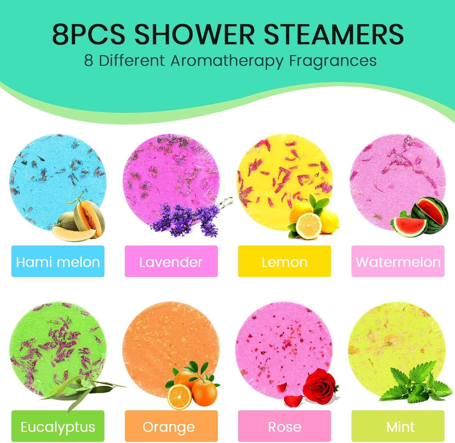 Shower Steamers Aromatherapy,8 Pack Shower Steamer Bombs with Essential Oils for Women and Men，8 Smells for Cozy Daily Showers Body Restore Relaxing Spa Yoga Birthday Christmas Mom Gifts for Women image number 1