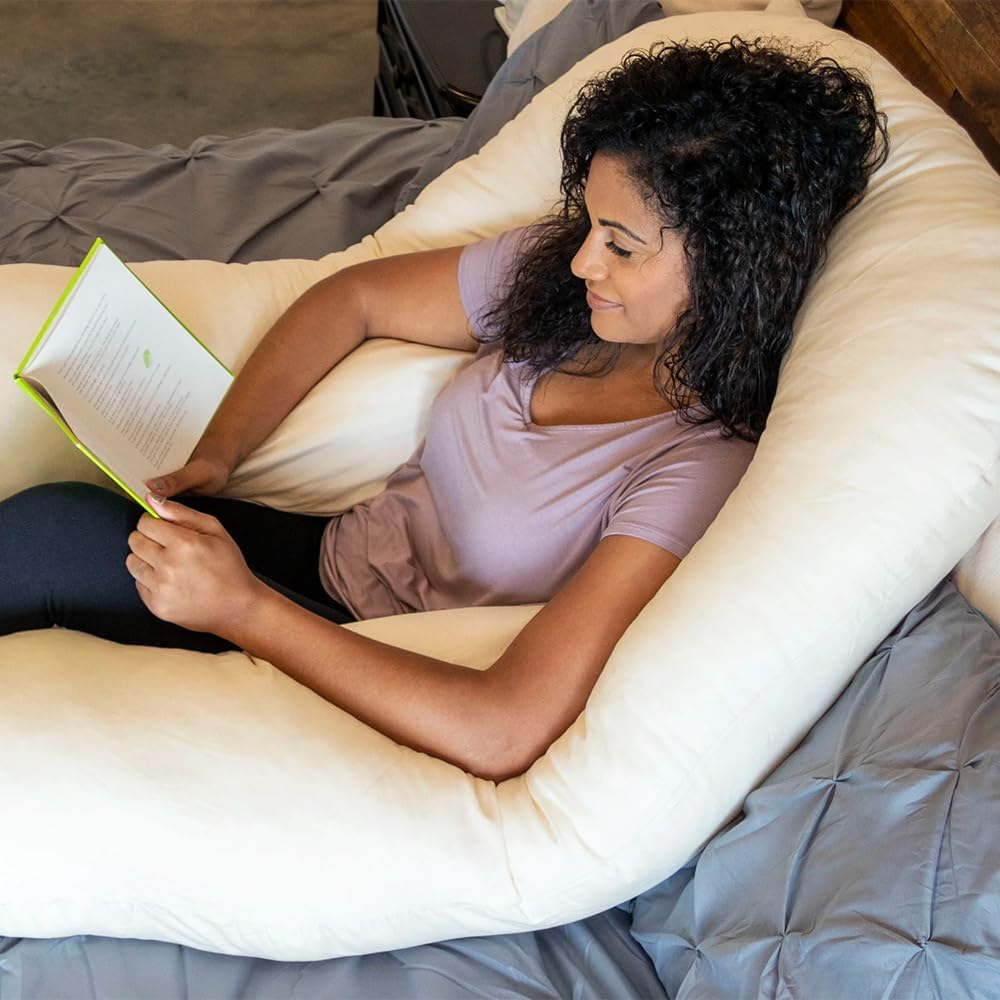 U-Shaped Pregnancy Pillow, Full Body Maternity Pillow, Removable Velvet Cover, Full Body Pillow for Pregnant Women Sleeping, 70 X 130Cm (White) image number 5
