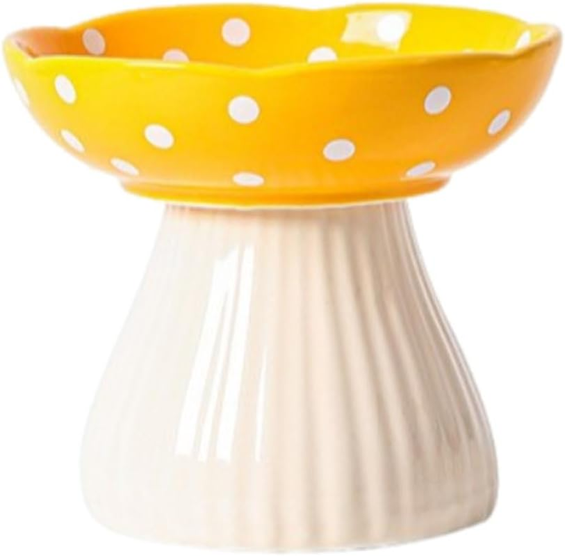 AIMALL Elevated Pet Bowl, Non-Slip Cat Feeding Bowl with Polka Dot Design, Food Grade, Suitable for Small, Adult and Senior Cats, 5.91 X 5.51 Inches