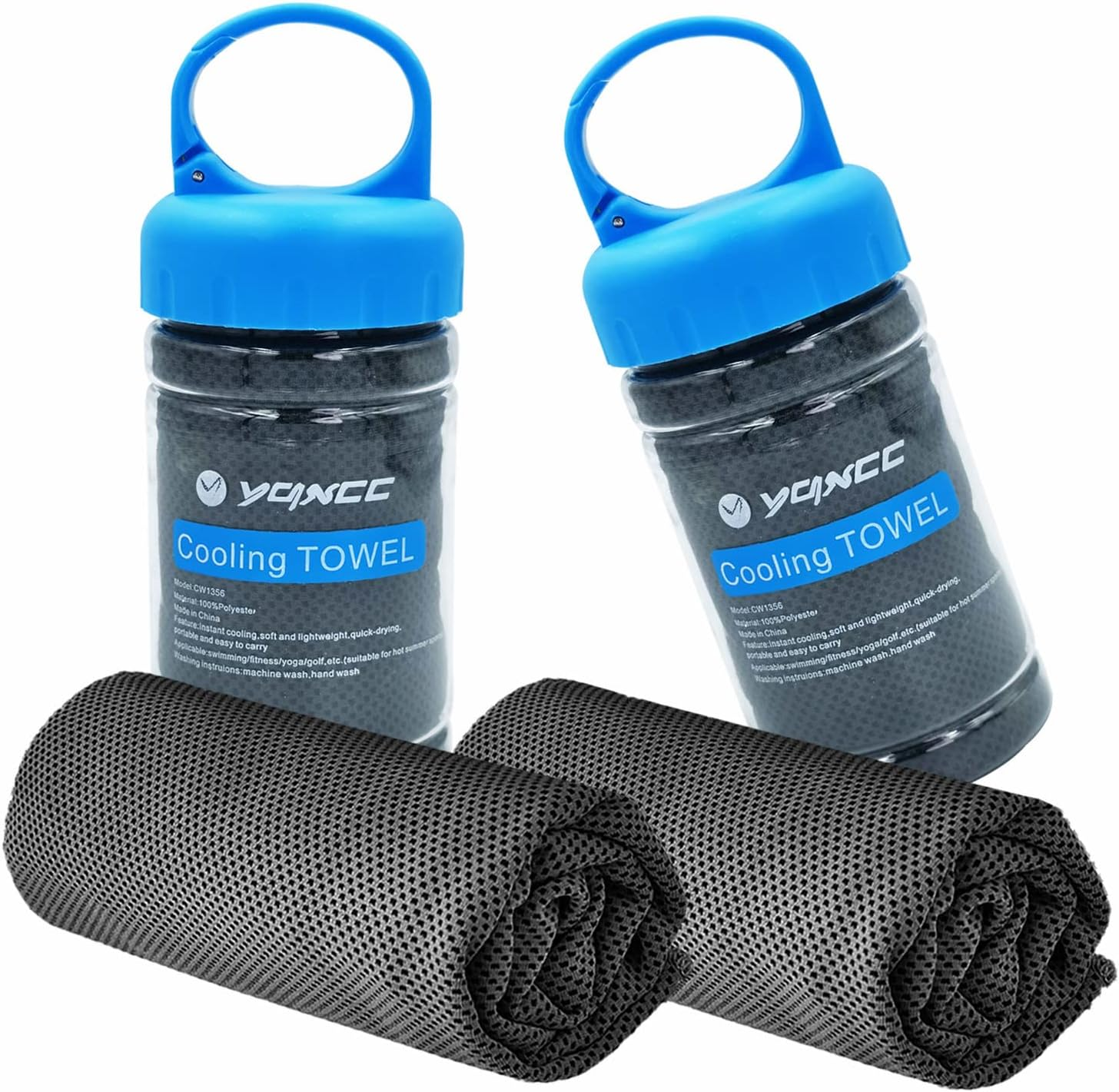 YQXCC Cooling Towel | 2 Pack 47"X12" | Ice Cool for Neck | Soft Breathable Microfiber Chilly | for Yoga, Golf, Gym, Camping, Running, Workout & More Activities