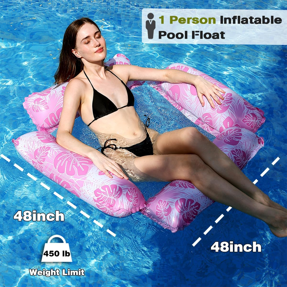 Inflatable Monstera Pool Float, Large-Size Water Playground for Kids and Adults.Floating Lounger for Pool, Beach, Jacuzzi, Swimming Pool, Outdoor image number 2