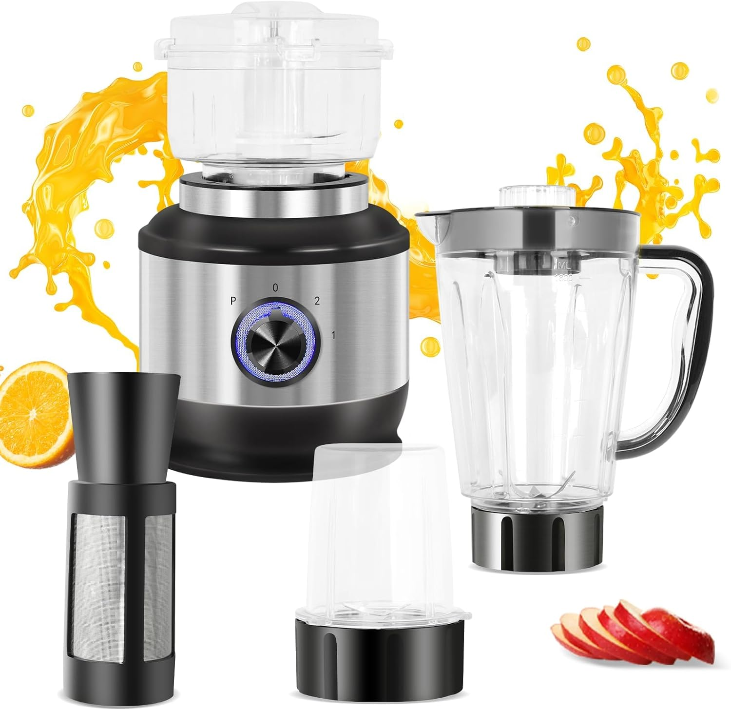 1000W Multifunction Blender and Food Processor - 4 Functions for Grinding, Mincing, Straining | 70Oz 3 Speed | Stainless Steel image number 3