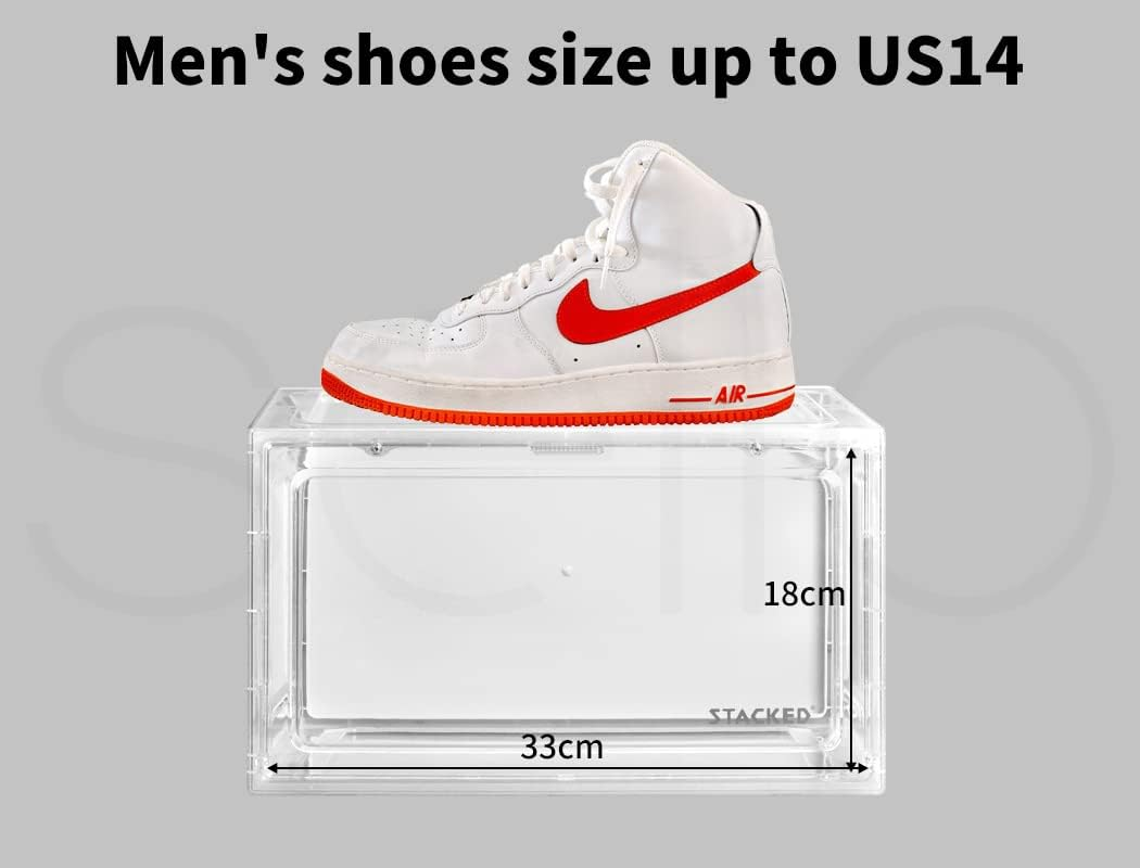 STACKED Shoe Storage Box 1PC Sneaker Display Case Clear Magnetic Door Anti-Oxidation 35.5X26X21Cm image number 2