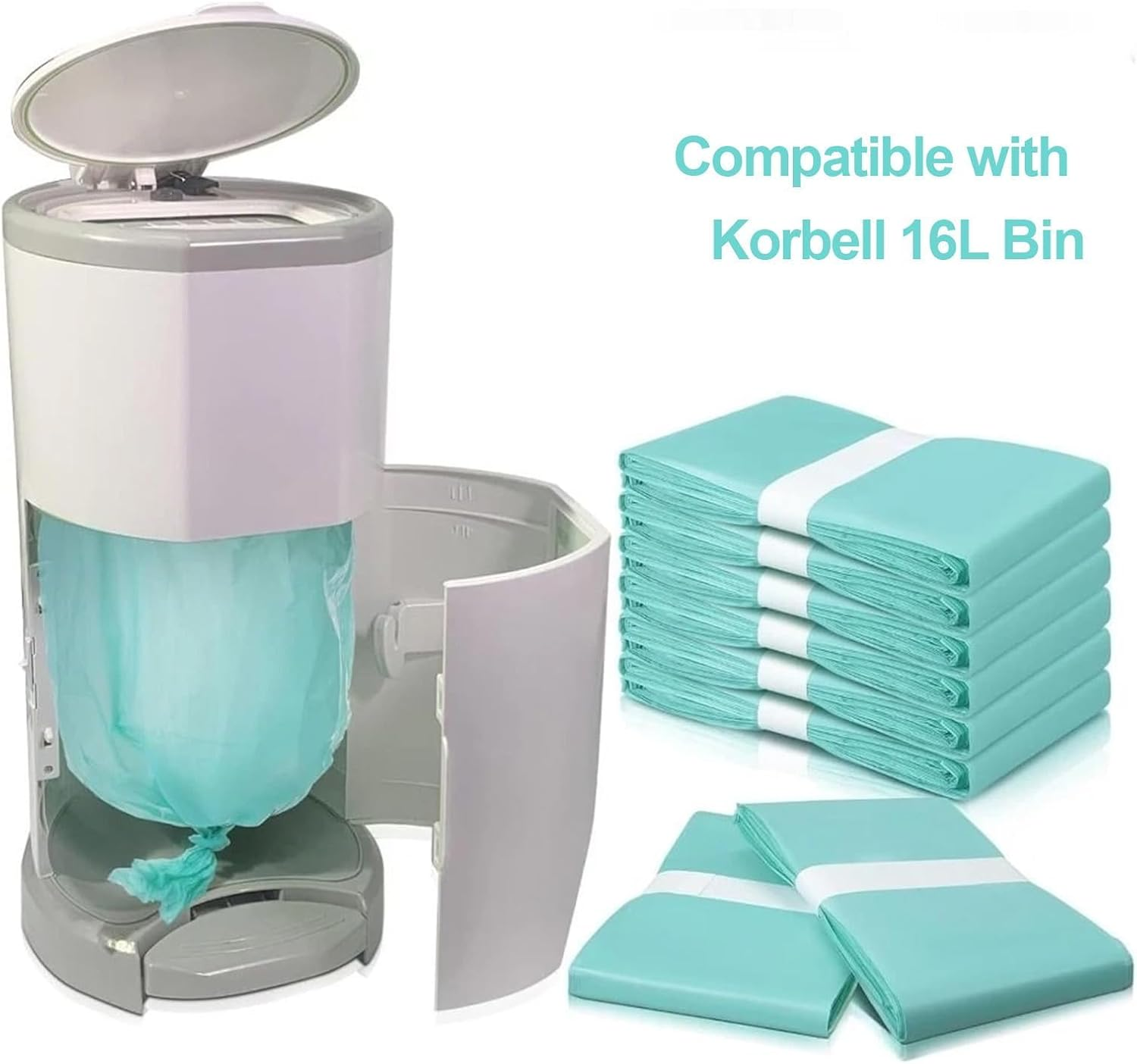 Liner Refills Compatible with Korbell 16L Nappy Bin-5 Rolls (60M) Diaper Disposal Bags-Holds up to 880 Nappies-Tear-Resistant & Leak-Proof Refill Bags image number 5