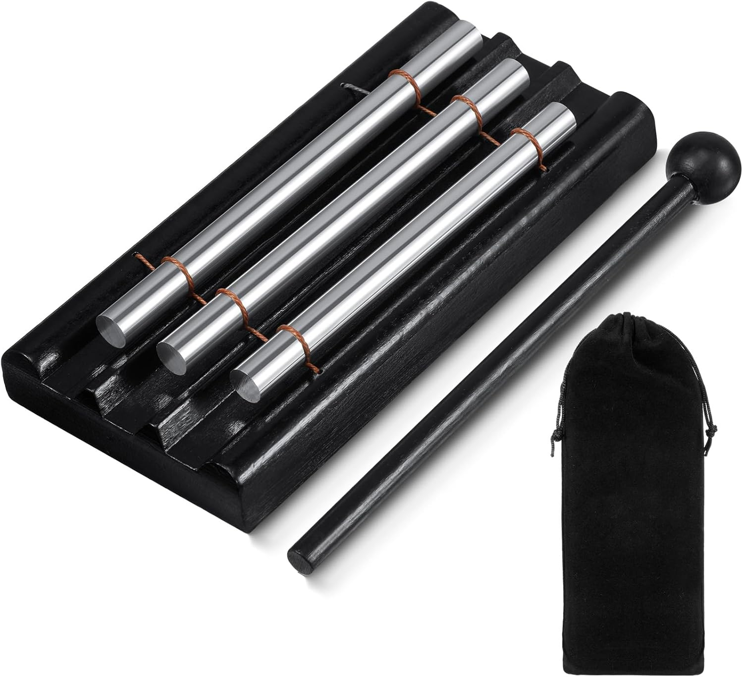 Classroom Chime Meditation Chimes Trio Teacher Three Tone Hand Bell for Management Mindfulness Percussion Instrument Reminder with Mallet Storage Bag for Prayer Teacher Gift Eastern Music Yoga image number 2