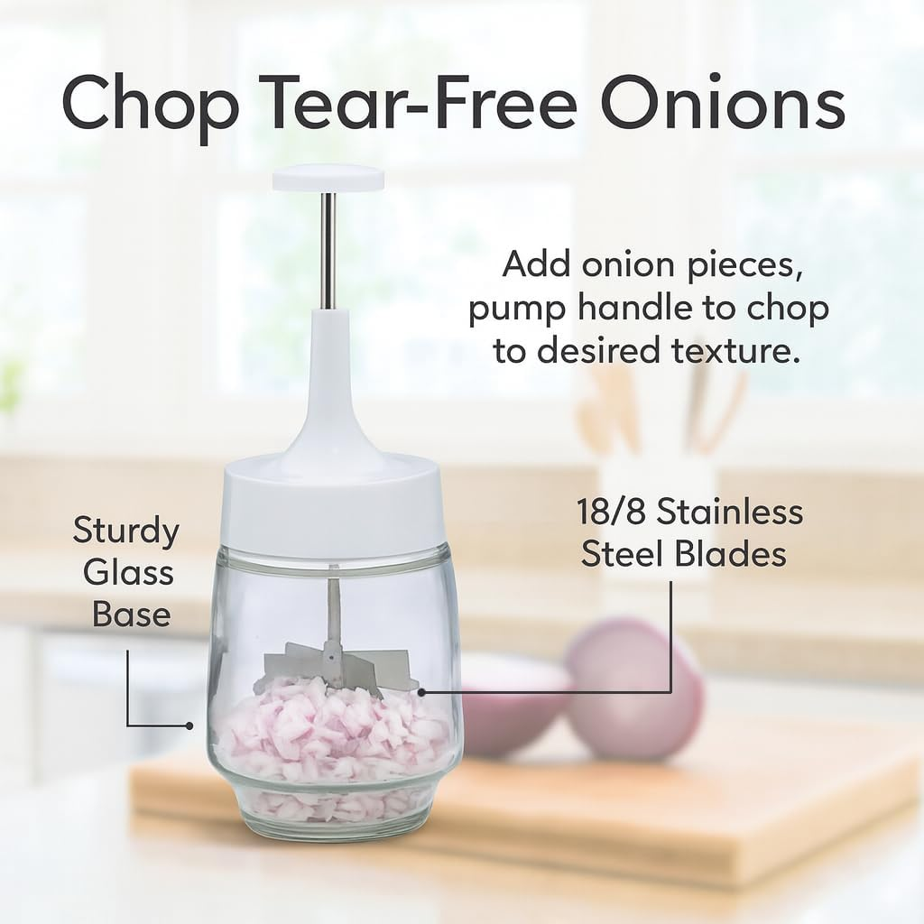 HIC Plain Edge Old Fashioned Onion Manual Food Chopper Onion Chopper Onion/Food Chopper White/Clear image number 6