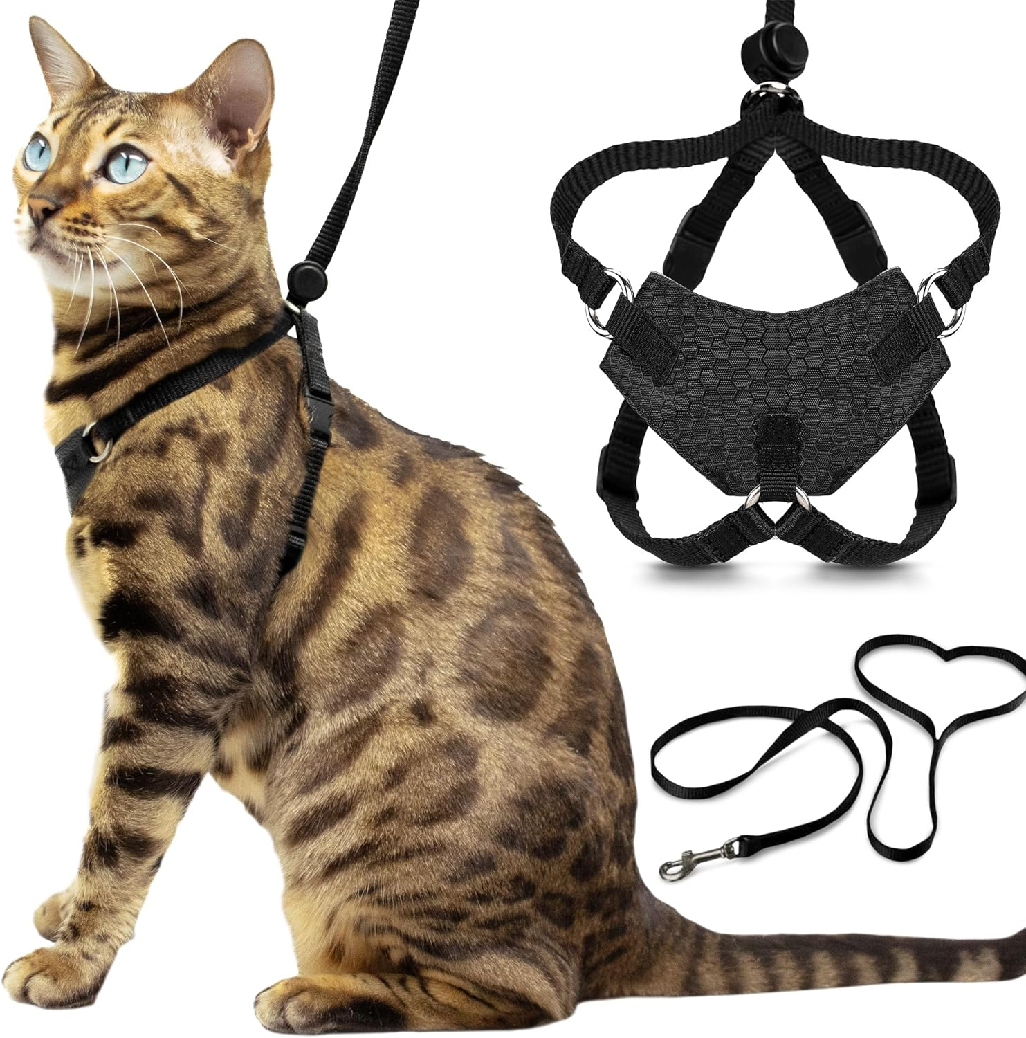 Houdini&trade; Large Cat Harness and Leash Set (Escape Resistant) by Outdoorbengal for Walking Big Cats (L) image number 5