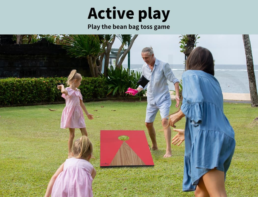 Bopeep 2PCS Kids Bean Bag Classic Cornhole Toss Game Set ，Foldable Wooden Boards with 8 Bean Bags, 90X60Cm，Indoor & Outdoor Fun for Children and Families &ndash; with Carrying Bag image number 1