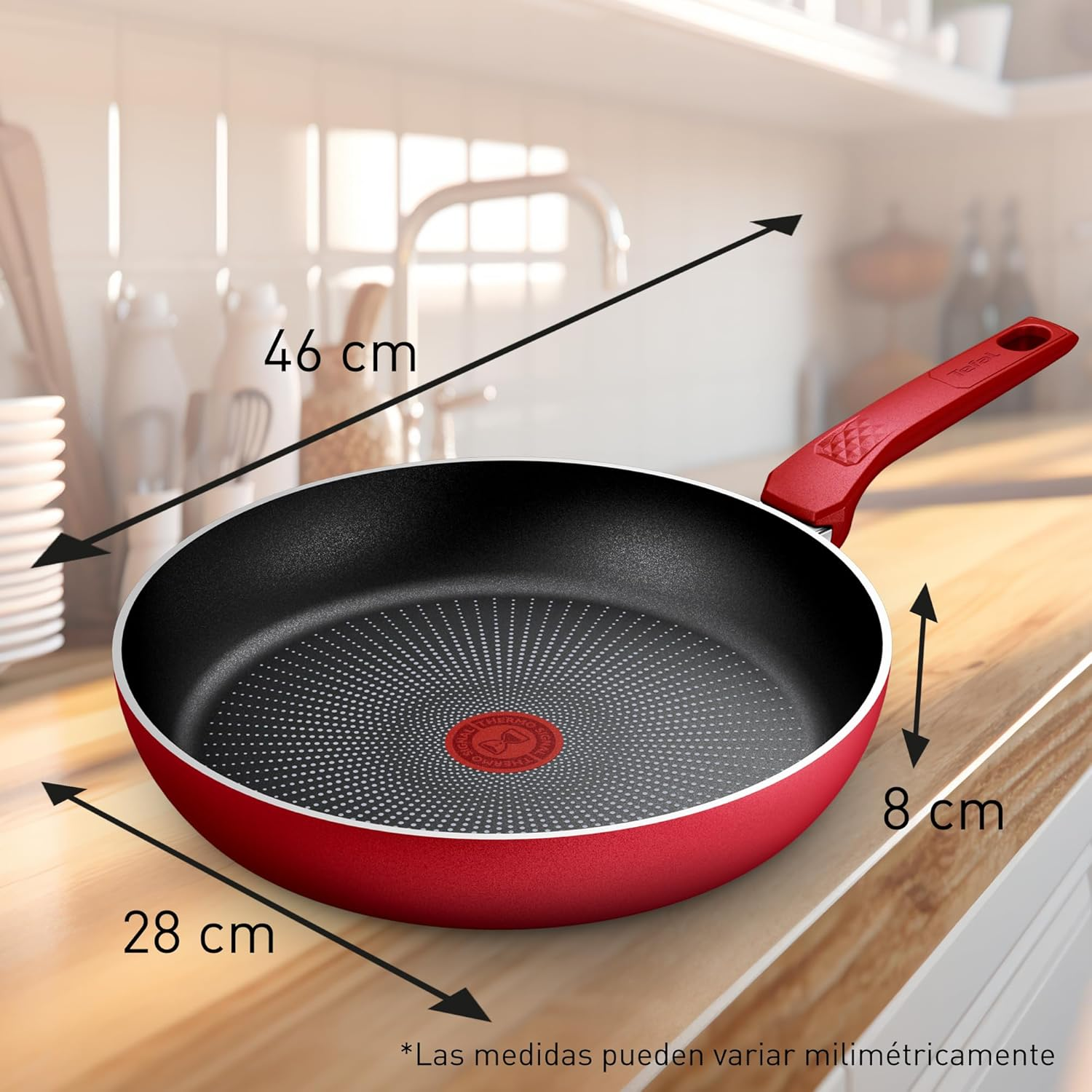 Tefal Daily Expert Red Non-Stick Frypan, 28Cm, C2890602, Fixed Handle Aluminium, Titanium Non-Stick Coating, Thermo Signal Technology for Easier Cooking, Suitable for All Cooktops, Oven Safe image number 4