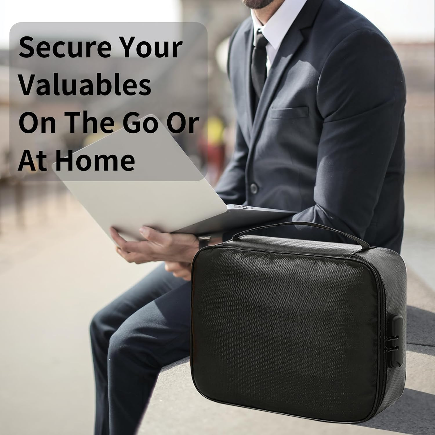 Fireproof Document Bag with Lock - Safe Box Fireproof Waterproof,Fireproof Safe Document Organizer for Travel, Fireproof File Storage Bag with Lock 28 * 37 * 10Cm image number 5