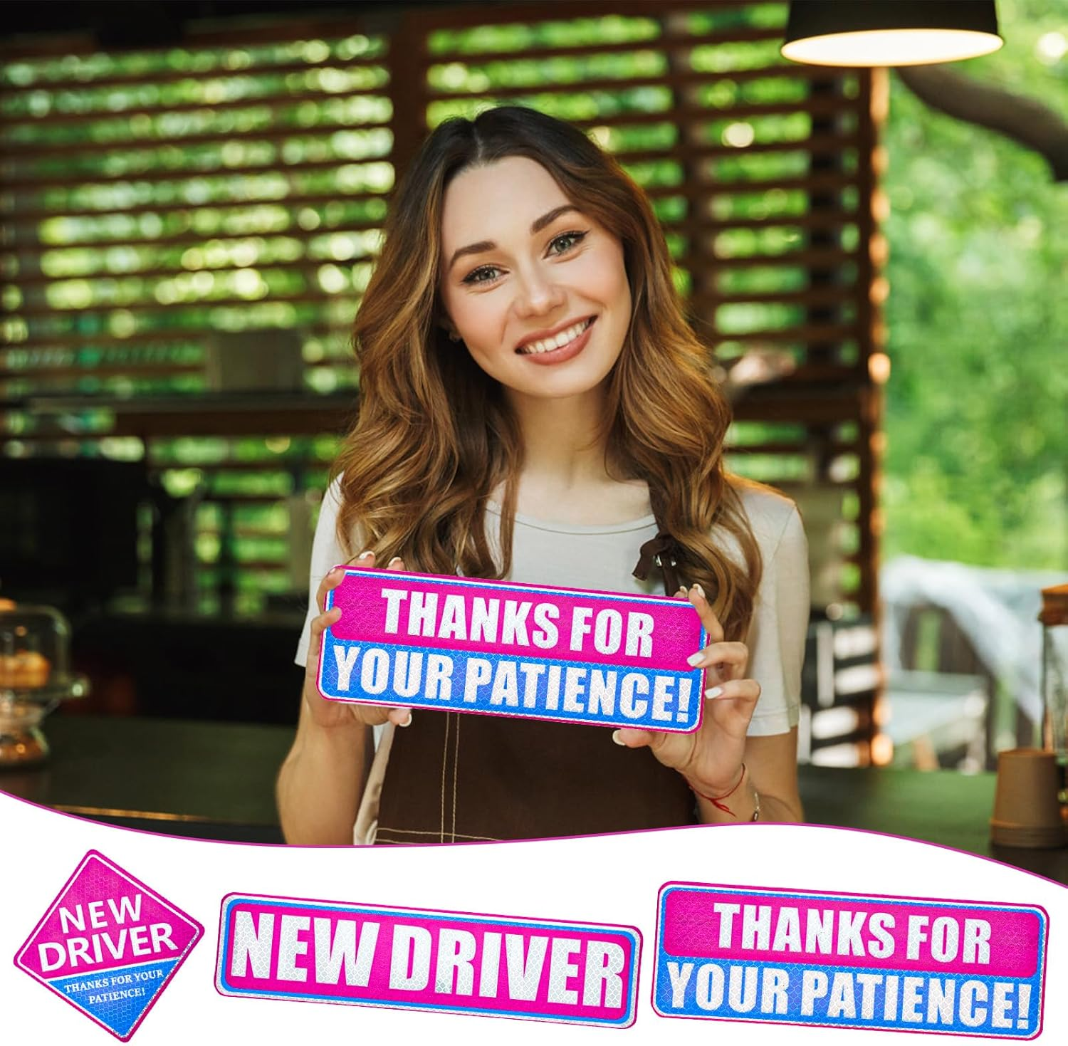 3Pcs New Driver Magnet for Car, Thanks for Your Patience Student Driver Sticker Magnetic Reflective Bumper Stickers Novice Driver Road Safety Sign New Driver Decal for Car (Pink, Blue) image number 2