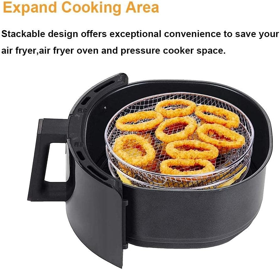 Air Fryer Accessories, Air Fryer Three Stackable Racks, Air Fryer Rack Stainless Steel Fit All 4.2Qt - 5.8Qt Air Fryer, Oven, Pressure Cooker image number 4