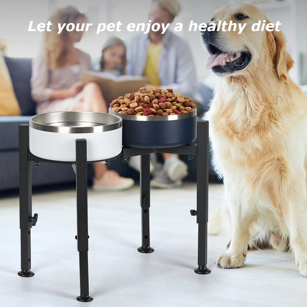 Adjustable Pet Food Bowl Stand, Portable Dog Bowl Stand, Adjustable Wide 7-10.5", Elevated Pet Bowl Holder, Pet Raised Water Feeder, Bowl Holder Suitable for Medium Large Animals (Black)