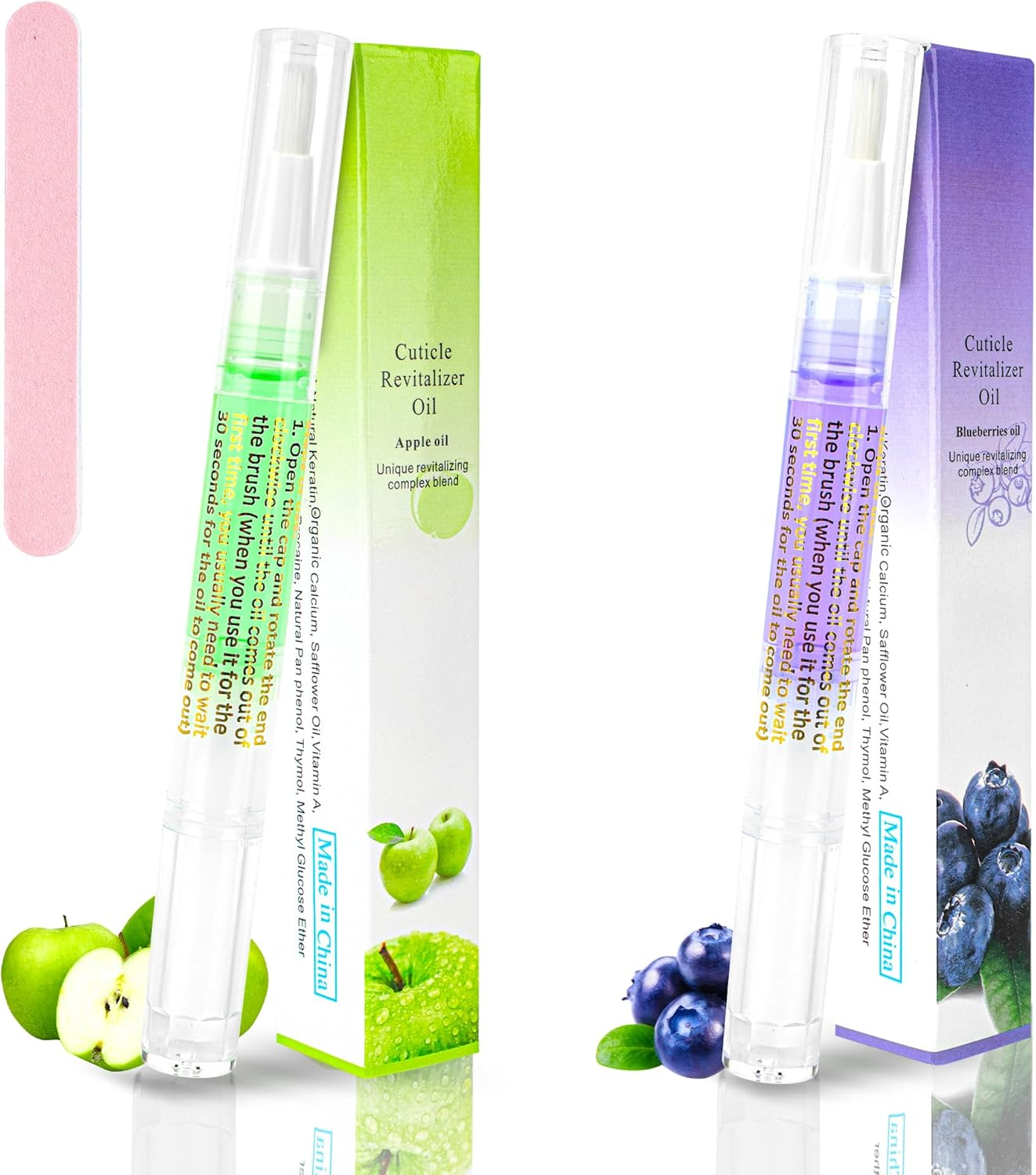 2PCS Cuticle Oil Pen for Nails,Nail Oil Pen for Nail Care,Cuticle Oil for Nails with Nail File,Nail Oil Cuticle Prevent Dry Cracking and Hangnails,Deep Nourishment(Lily & Aloe Flavor)