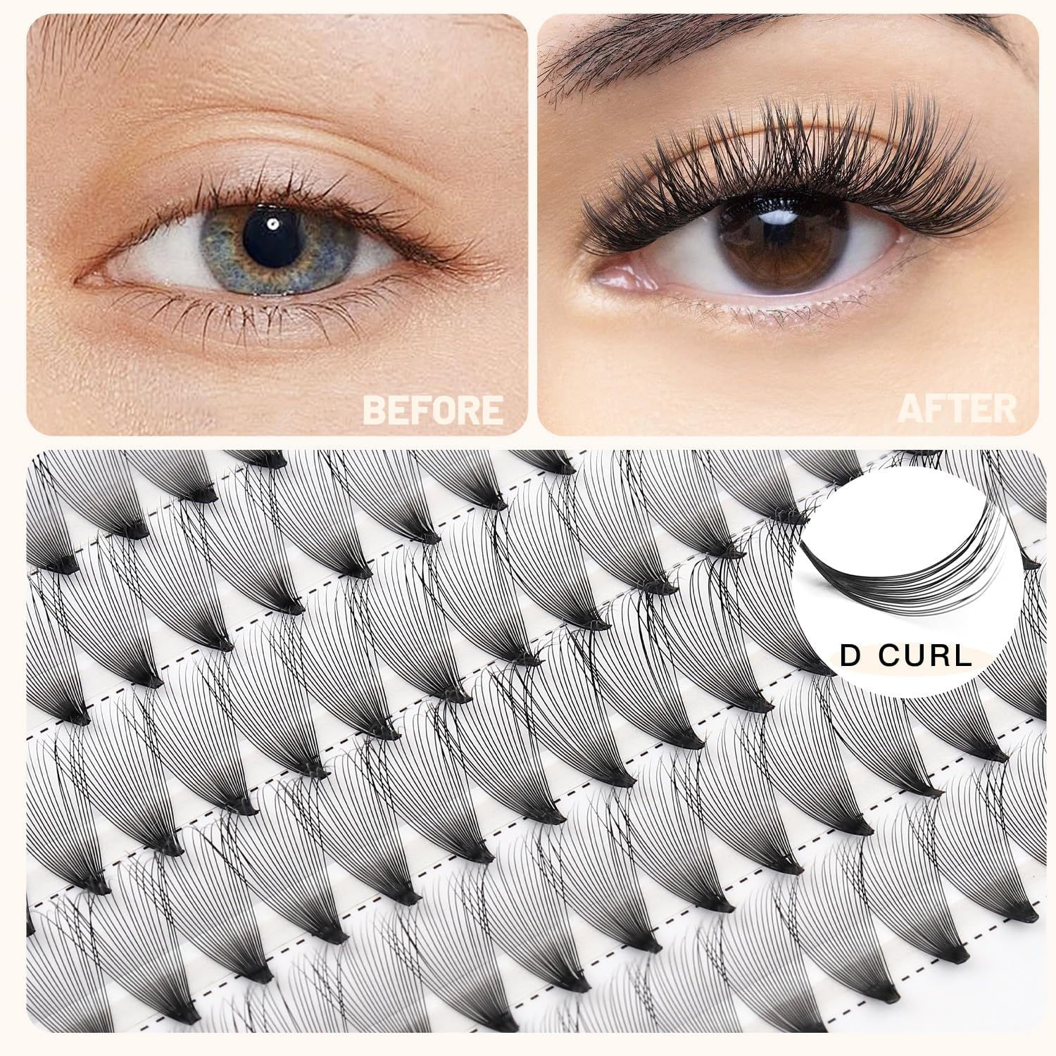 Bodermincer Large Tray 20D Premade Russian Volume Fans Eyelashes Long Stem Lash Pre Made Eyelash Extensions Supplies (12MM) image number 6