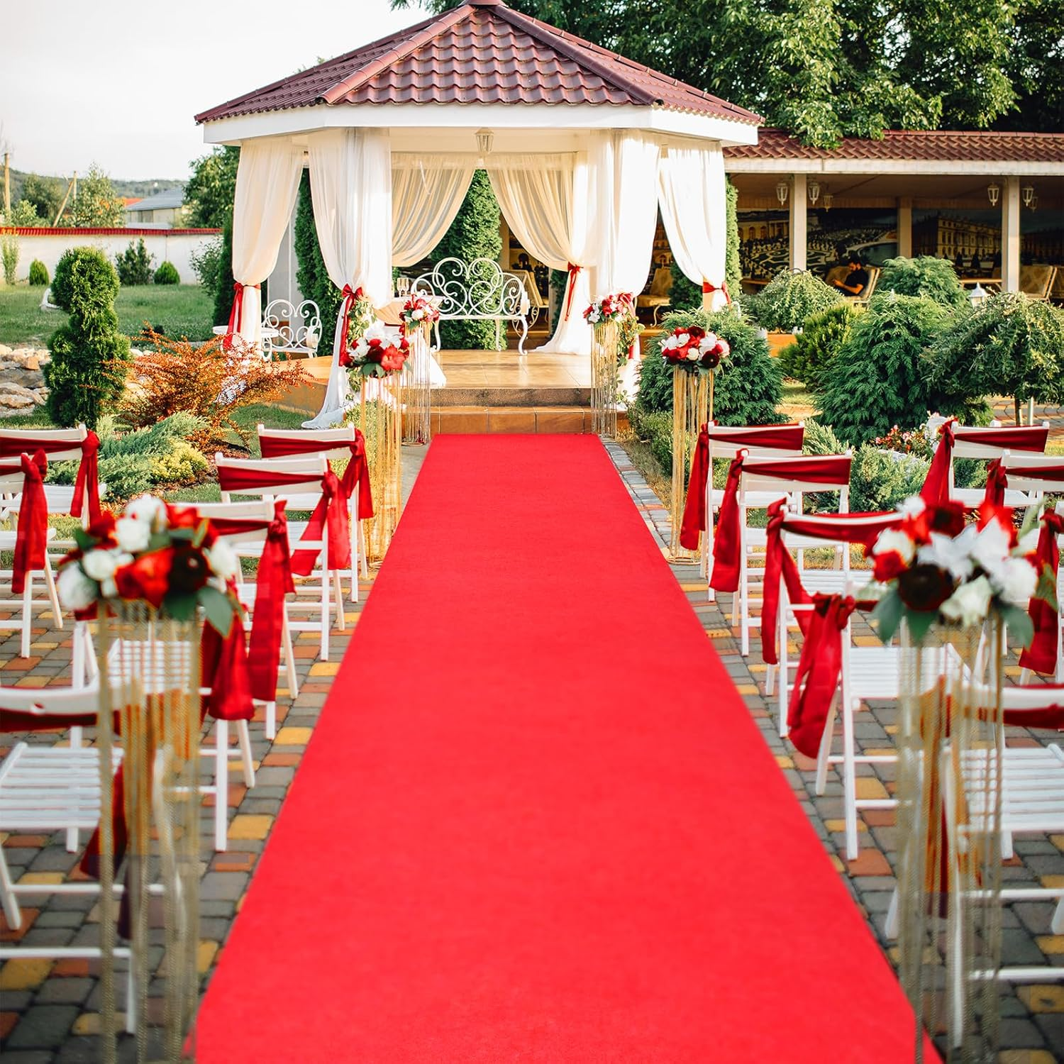 Lehom Red Carpet Runner Large Aisle Runway Rug 3.3 X 33Feet Flooring Rug for Wedding Christmas Thanksgiving Decor Indoor Outdoor Party Flooring Carpet Accessories 1/25 Inch Thickness image number 5