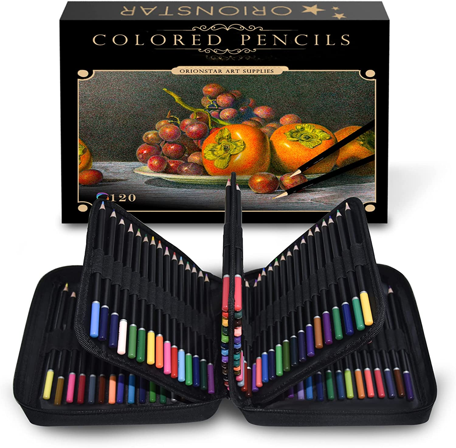 Orionstar Colored Pencils Set of 120 Colors with Zipper Case for Adult Artist Beginner, Vibrant Numbered Pencil with Premium Soft Core for Professional Drawing Art, Sketching, Shading, Coloring Book image number 1