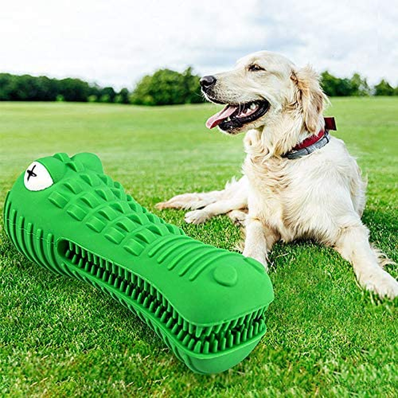 Bestbuy Dog Toothbrush Stick-Puppy Dental Care Brushing Stick Effective Doggy Teeth Cleaning Massager Nontoxic Natural Rubber Bite Resistant Chew Toys for Dogs Crocodile Shape image number 4