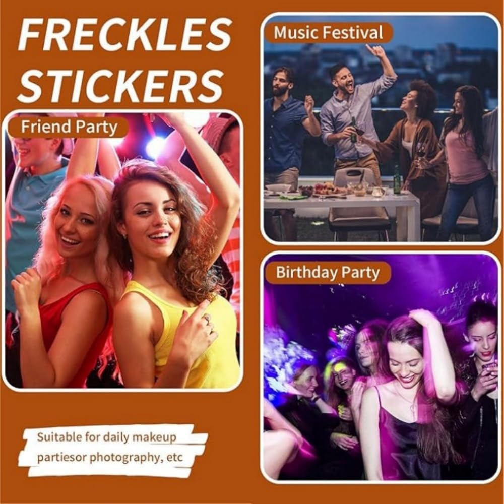 10Pcs Glitter Freckles Face Tattoo, Glitter Freckles for Face, Gold Sparkle, Makeup Patches. image number 5